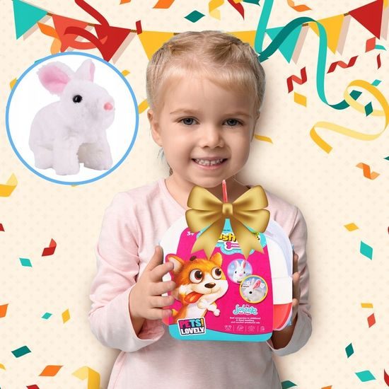 Interaktivní plyšový králíček v přepravce Plush Pet - bílý