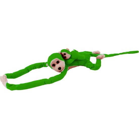 Plyšová opice s miminkem zelená 90 cm