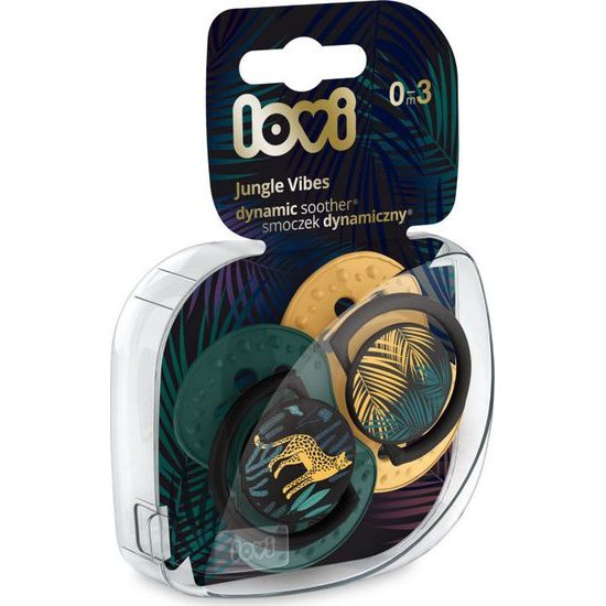 Lovi Silikonové dynamické dudlíky 0-3m, Jungle Vibes Boy - hořčice/petrolejová
