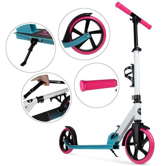 Dětská skládací koloběžka s hliníkovým rámem Scooter bílo-modrá