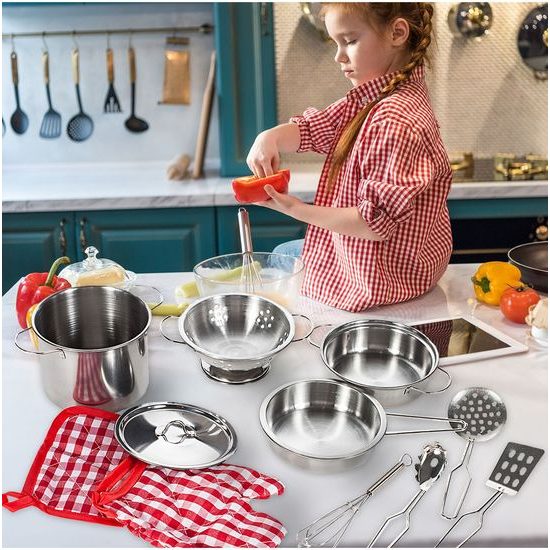 Sada dětského kovového nádobí v batůžku 12 součástí Kitchen Backpack