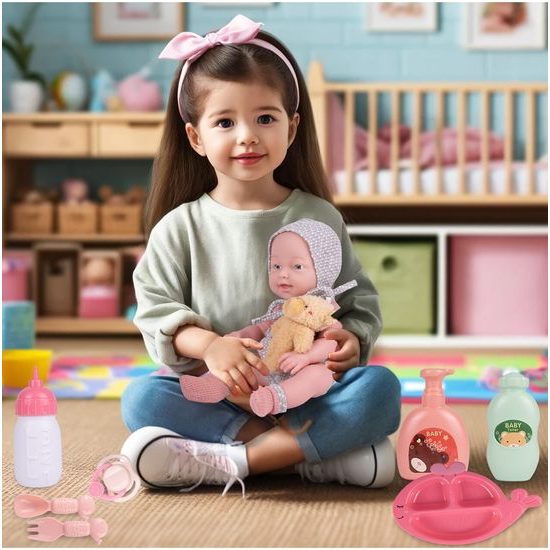 Dětská panenka s příslušenstvím a medvídkem My Baby 36 cm