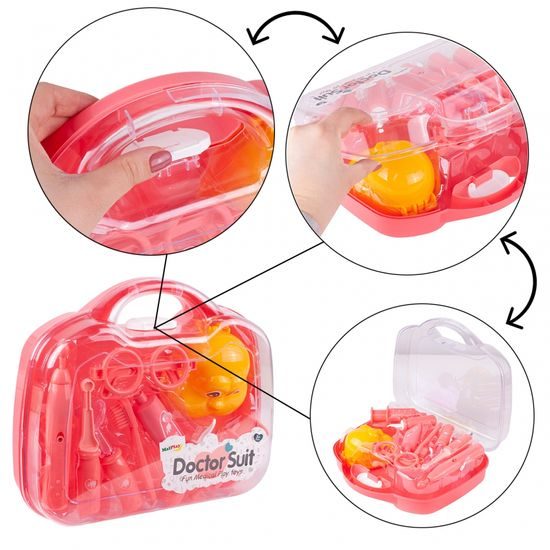 Dětský lékařský kufřík s příslušenstvím Malý zubař růžový