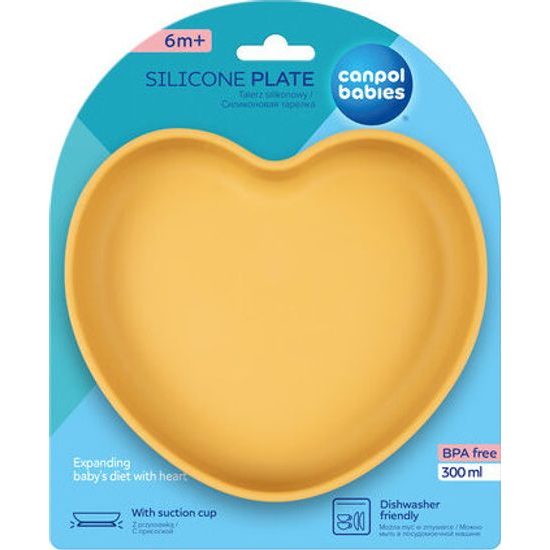 CANPOL babies Silikonový talíř s přísavkou SRDCE žlutý