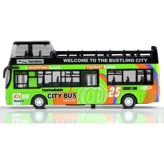 Dvoupatrový autobus se světlem a zvukem zelený