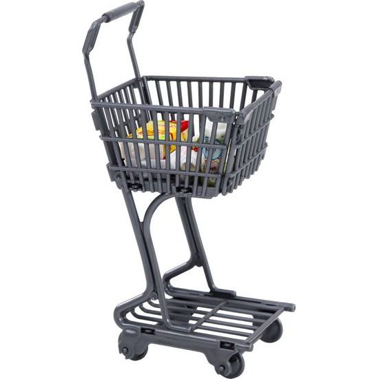 Panenka v supermarketu s nákupním košíkem