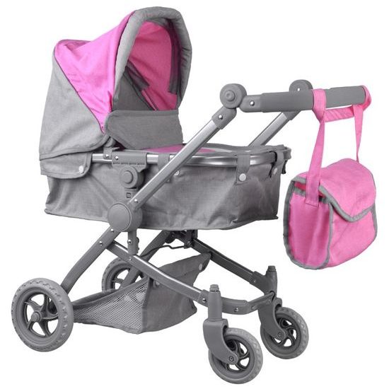 Kočárek pro panenky 4v1 kombinovaný Alice 4543 růžový