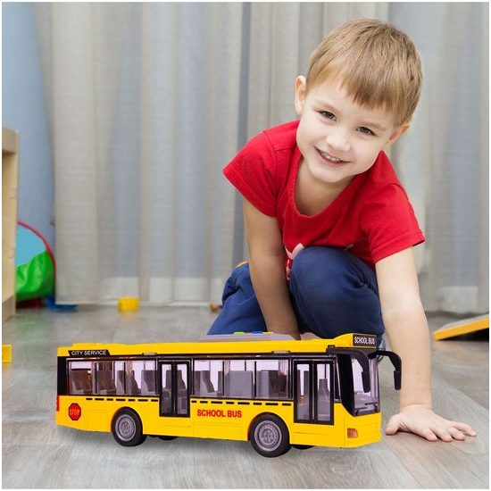 Školní autobus na setrvačník se světly a zvuky City Service 1:16