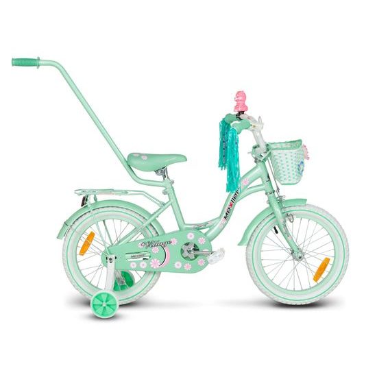 Dětské kolo Mexller Village s vodící tyčí mintová 16"