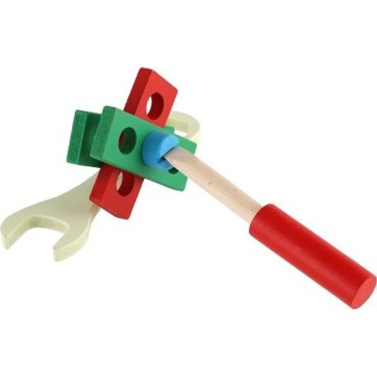 Nářadí s doplňky v dřevěném kufříku