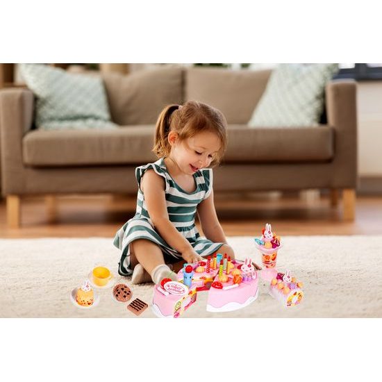 Narozeninová sada dort růžová 75 součástí DIY Cake