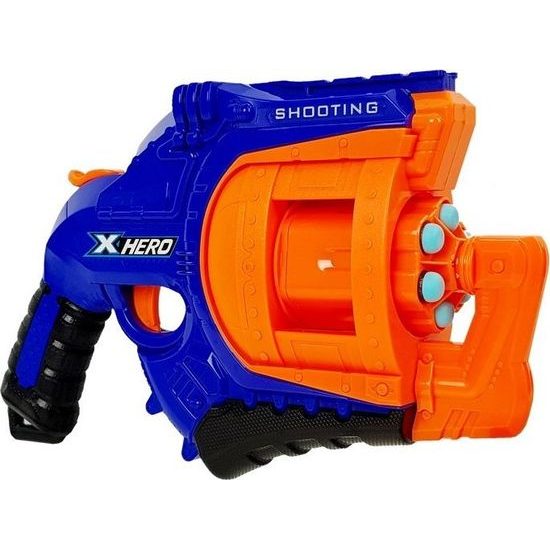 Velká pistol na pěnové náboje 48 ks - oranžovo/modrá