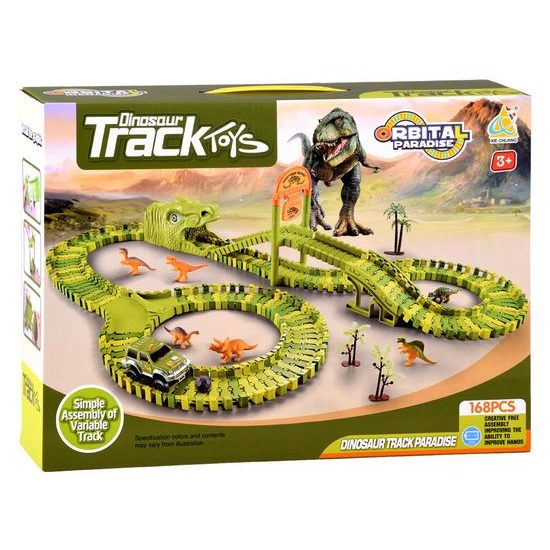 Autodráha s autíčkem na baterie a dinosaury 168 dílků Dino Track