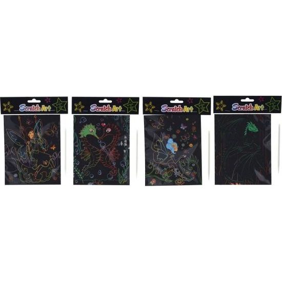 Škrabací obrázek duhový 4 listy - mix 4 druhy