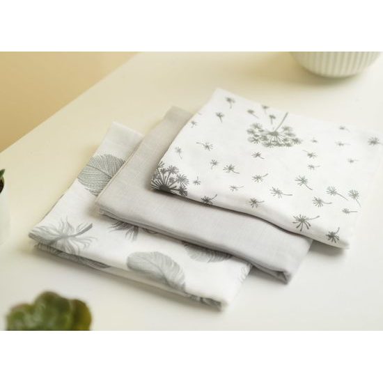 Mušelínová pleny 3ks šedá