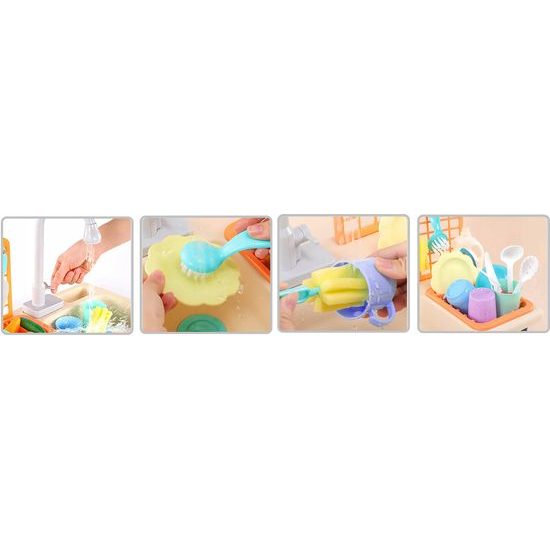 Doris dětský dřez s tekoucí vodou, nádobím a kuchyňkou Wash Up