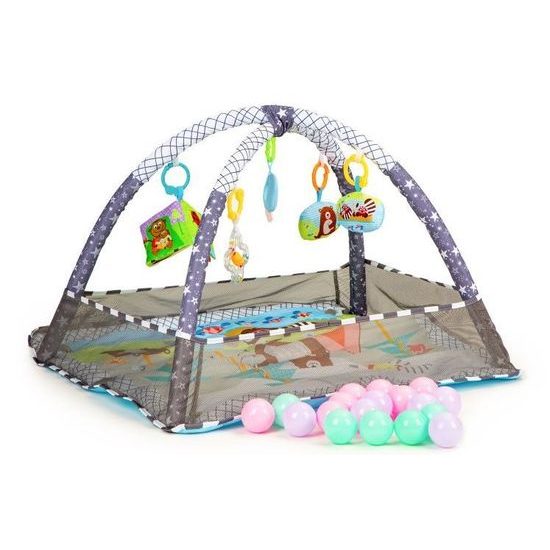 Ecotoys hrací deka 2v1 s 18 míčky Play Ball šedá