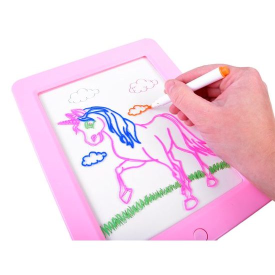 Kreslící LED tabulka s 3D brýlema Glow Drawing růžová