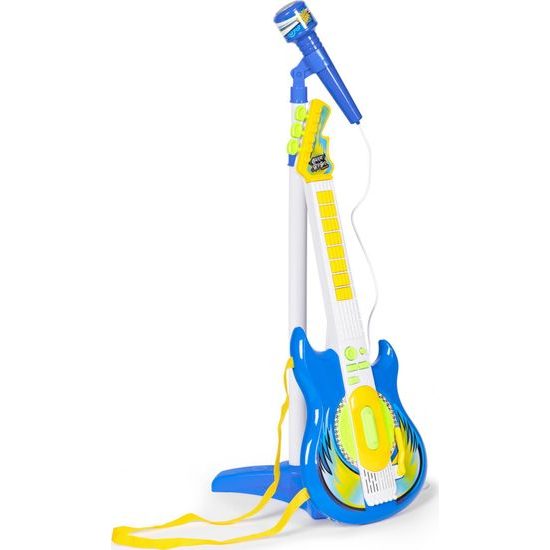 Dětská elektronická kytara se stativem a mikrofonem Guitar Micset - modrá