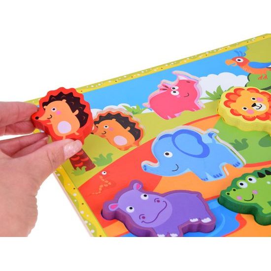 Dřevěné puzzle safari zvířata, 7 dílné