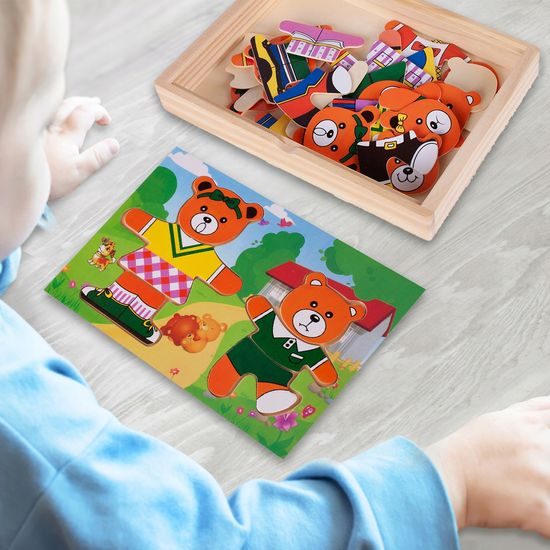 Dřevěná ukládačka s medvídky Bear Dress