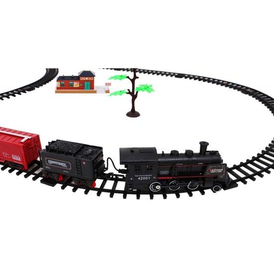 Dětská vláčkodráha na baterie s kouřovými a světelnými efekty Rail King