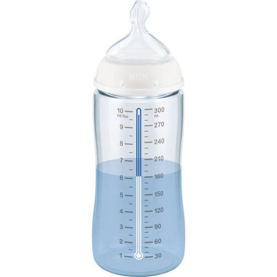 Nuk Láhev indikátor teploty, latexová savička, 0-6m - bílá