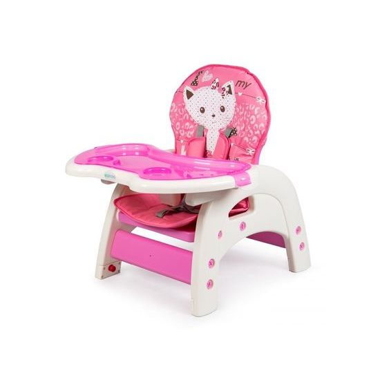 SMONTOVÁNO Ecotoys jídelní židlička 2v1 Kočička růžová