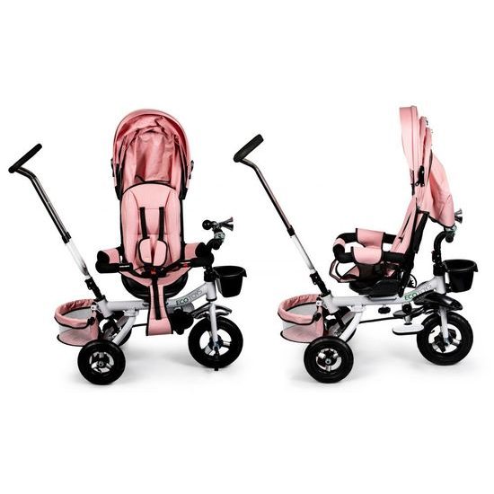 Ecotoys dětská tříkolka s otočným sedadlem a nafukovacími koly Rotage světle růžová