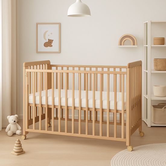 Postýlka s odnímatelným bokem Scarlett Vista buk přírodní 120 x 60 cm