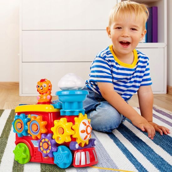 Veselá lokomotiva pro nejmenší s ozubenými kolečky Animal Train