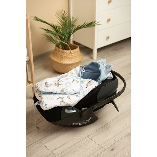 Dětská zavinovačka do autosedačky XL Sensillo Velvet - Lesní zvířátka modrá