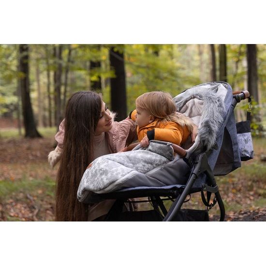 Sensillo Zimní fusak do kočárku Olaf černý květy