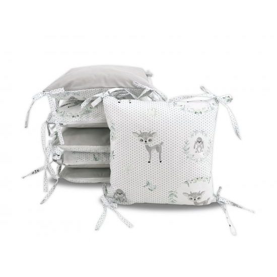 Baby Nellys Polštářkový mantinel Baby Nellys, Koloušek, velvet+bavlna - šedá