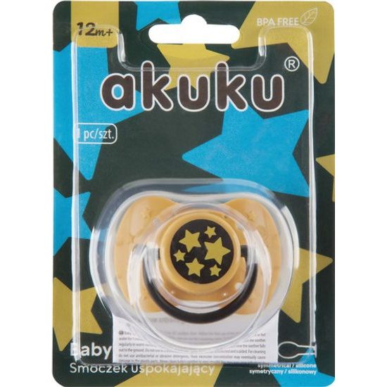 Dudlík silikonový 12m+, zlaté hvězdičky