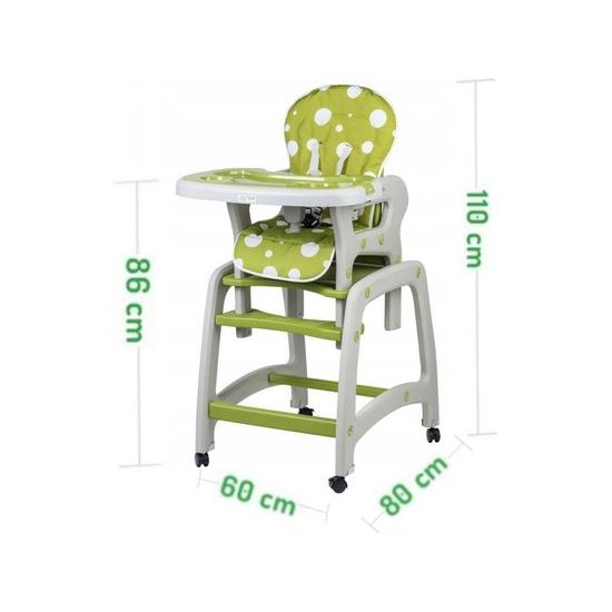 Ecotoys jídelní židlička s houpačkou 3v1 Green