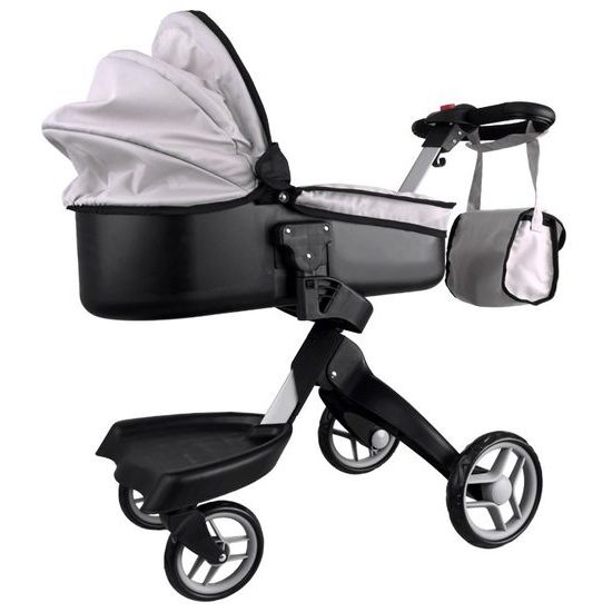 Alice moderní hluboký kočárek pro panenky 4544 šedý