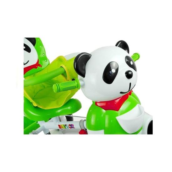 Dětská tříkolka s vodící tyčí Panda zelená