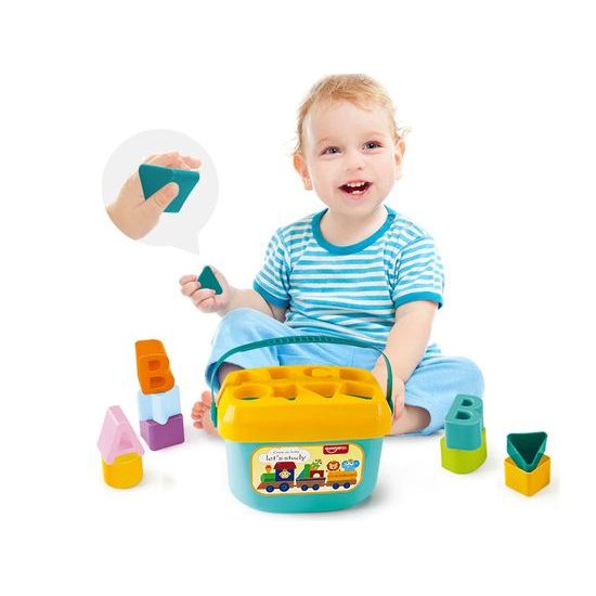 Haunger sada vkládacích kostek s kyblíčkem pro nejmenší First Blocks