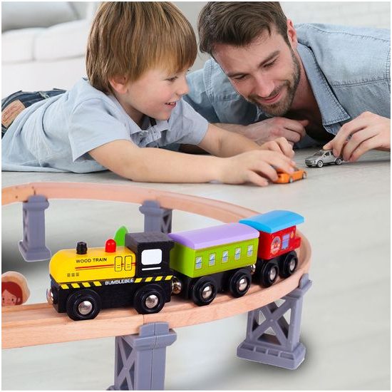 Dřevěná vláčkodráha Wooden Train 70 dílků