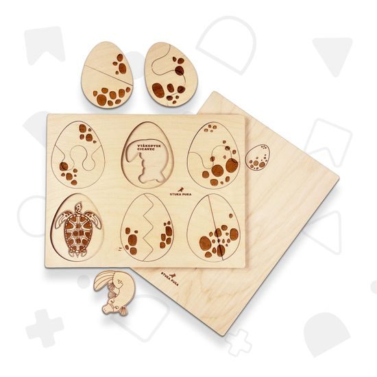 Vajcia - edukatívne drevené puzzle - ČESKÁ VERZIA