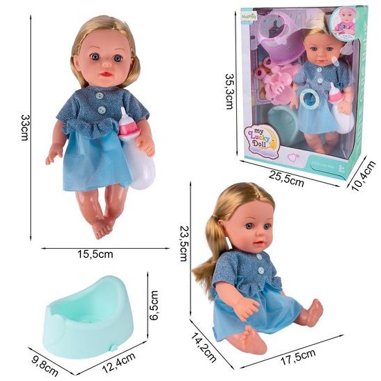 Interaktivní mluvící panenka s příslušenstvím Lucky Doll 33 cm