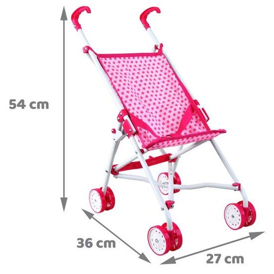 Golfový kočárek pro panenky Alice růžový s květinkami