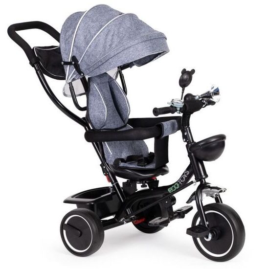 Ecotoys dětská tříkolka s otočným sedadlem Trike 2v1 šedá
