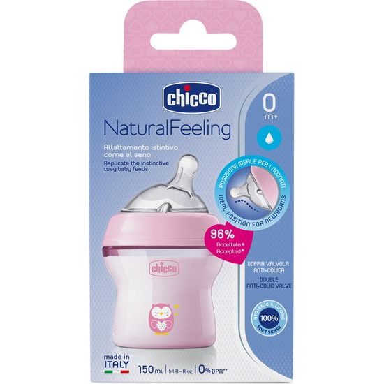 CHICCO Láhev kojenecká Natural Feeling 150ml, 0m+, Girl