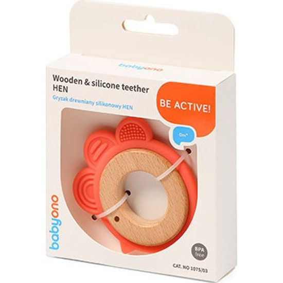 Dřevěné silikonové kousátko slepice