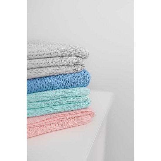 Sensillo Dětská pletená bambusová deka do kočárku 100x80 cm šedá