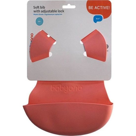 Silikonový bryndák s kapsou a nastavitelným zapínáním - růžový