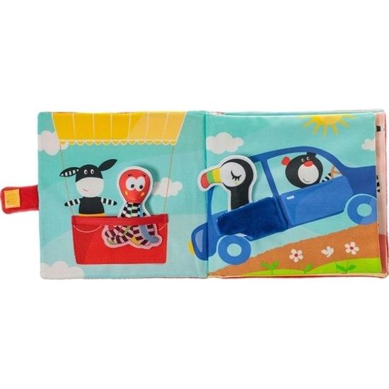 Hencz Toys měkká senzorická knížka Let balónem