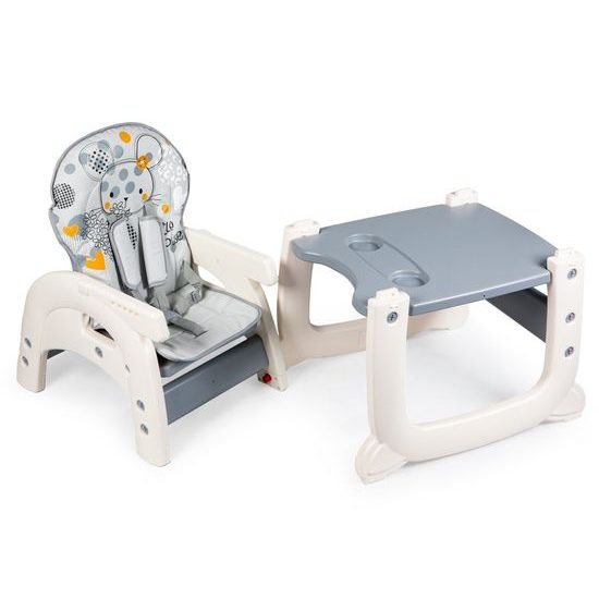 ROZBALENO Ecotoys jídelní židlička 2v1 Myška šedá